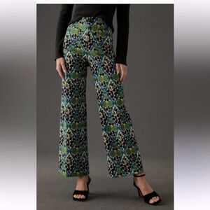 ANTHROPOLOGY MAEVE COLLETTE Wide leg colorful whimsical womans ponte pant 25